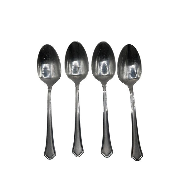 Pfaltzgraff Capri Frost Stainless Steel Teaspoon Set Of 4 flatware glossy bevel - Picture 2 of 4